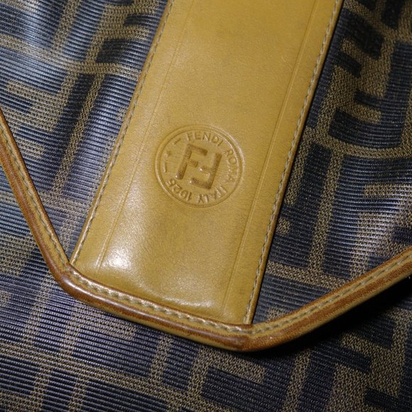 Vtg 1980’s Fendi FF Zucca Coated Canvas & Leather Monogram Envelope Clutch Bag - Picture 3 of 16